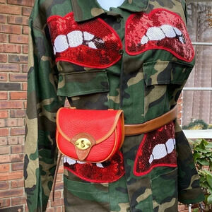 1980-1990s Dooney & Bourke Crossbody, Red Leather Calvary Trooper Purse